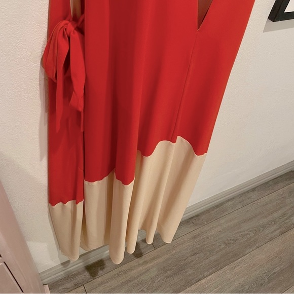 MARC JACOBS Silk Midi Orange & Cream Colorblock Tent Dress US XS/S - Picture 12 of 15